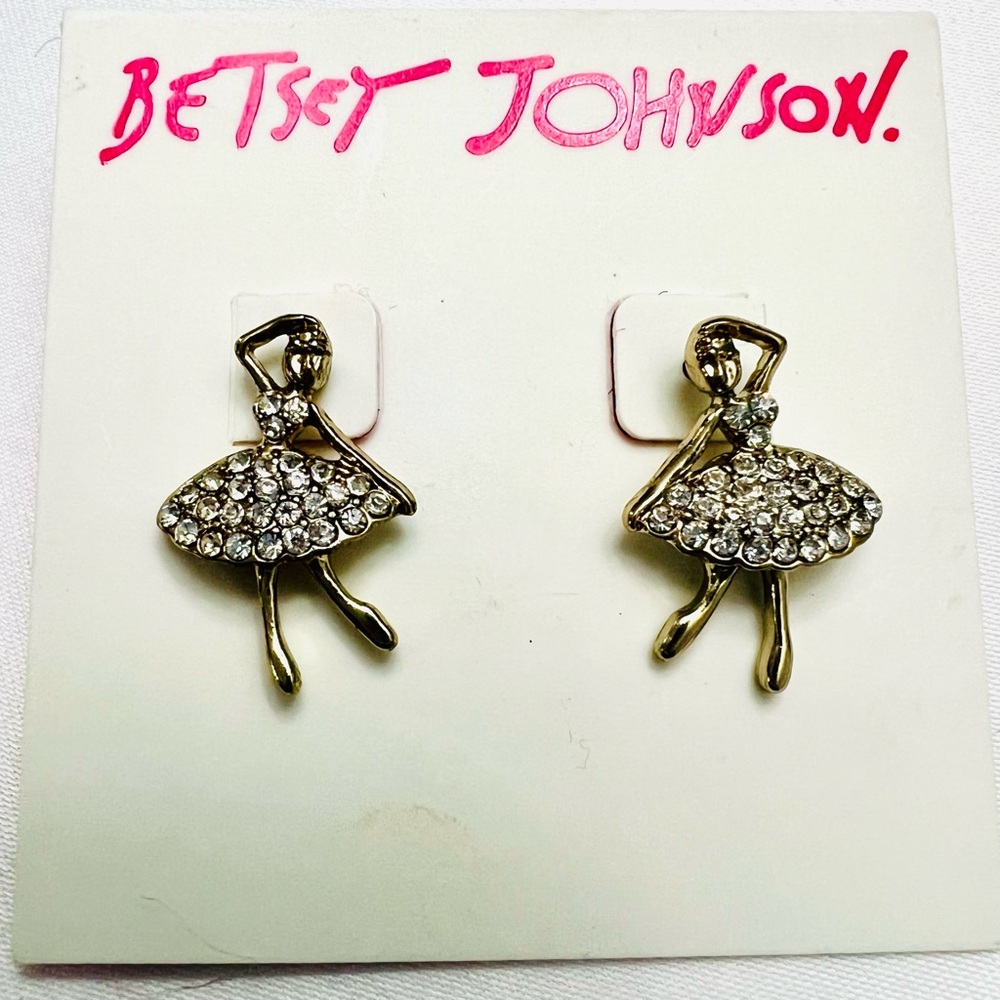 Betsey Johnson Gold and Silver Ballerina Earrings